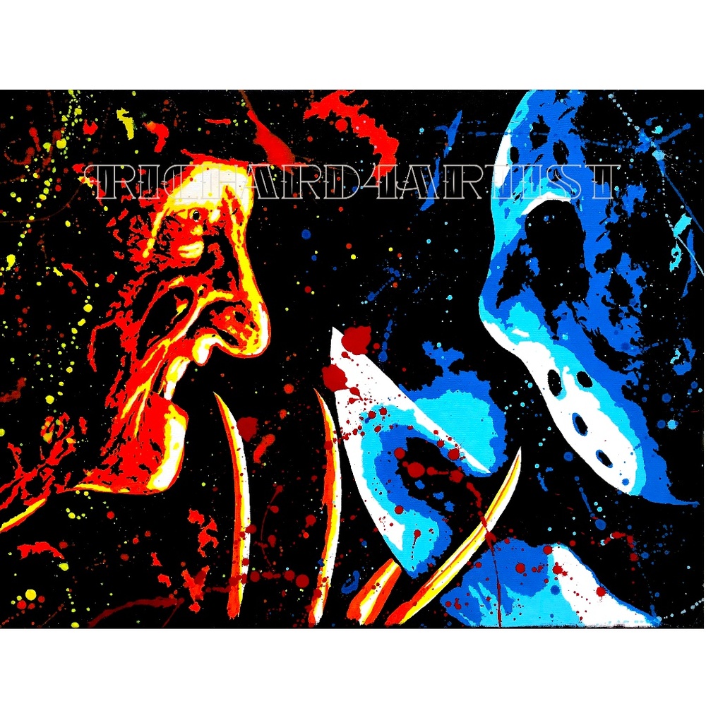 NWT Freddie vs Jason Art PRINT Horror Killer Decor